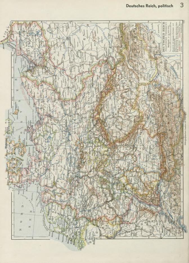 Alte 19. Jahrhundert-Landkarte von Deutschland, die politische Teilung zeigt, auf Papier gedruckt mit Text oben und unten.