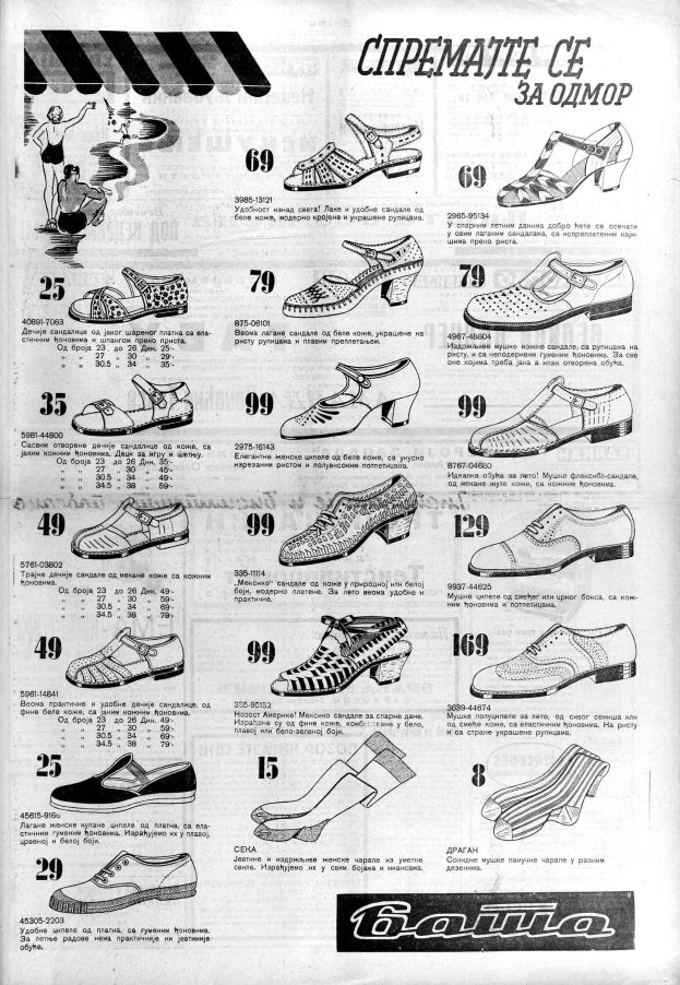 Werbung aus den 1960er Jahren mit verschiedenen Schuhmodellen für Frauen
