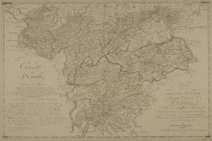 Ein detailliertes altes Tyroler Stadtplan von Deutschland, das Städte, Ortschaften, geografische Merkmale und Text mit Informationen über Bevölkerung, Straßen und Sehenswürdigkeiten zeigt.