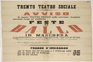 Plakat für ein Fest in Maschera, Italien, mit Text über das Ereignis.