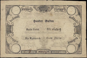 Alte deutsche 100-Pfennig-Banknote mit einem Mann auf schwarzem Hintergrund und der Aufschrift "100 Pfennig".