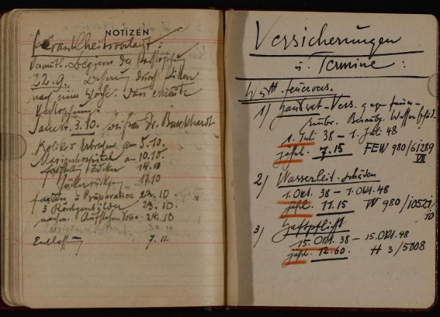 Offenes Buch mit handgeschriebenen deutschen Militärtagebucheinträgen, einschließlich Text und numerischen Daten, aus dem frühen 20. Jahrhundert.