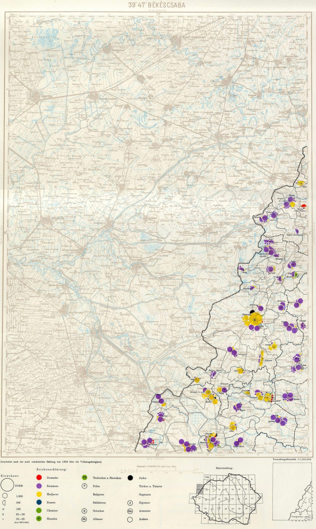 Ein Plakat mit einer Deutschlandkarte, auf der farbige Punkte die Bev├Âlkerungsverteilung darstellen und unten Text mit Stadtbev├Âlkerungszahlen.