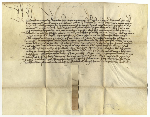 Gelbliches Blatt mit schwarzer Handschrift von der deutschen Regierung, die die Freigabe einer Petition für den Tod eines Mannes anfordert.