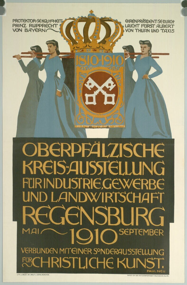 Plakat für die deutsche Revolution von 1910, das eine Gruppe von Menschen und eine Krone zeigt, mit Text, der Details des Ereignisses angibt.